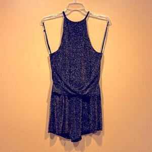 Mink Pink Size Large Hi Neck Black With Gold Metallic Accent Women’s Romper